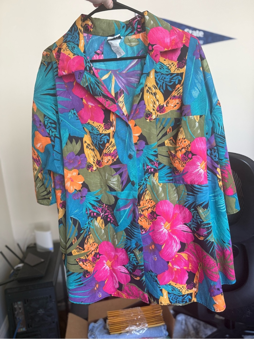 VTG Touché LA tropical funky button down blouse / XL?
